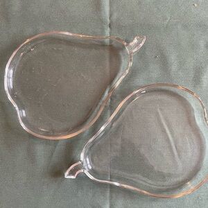 Set of Two Clear Pear-Shaped Glass Plates